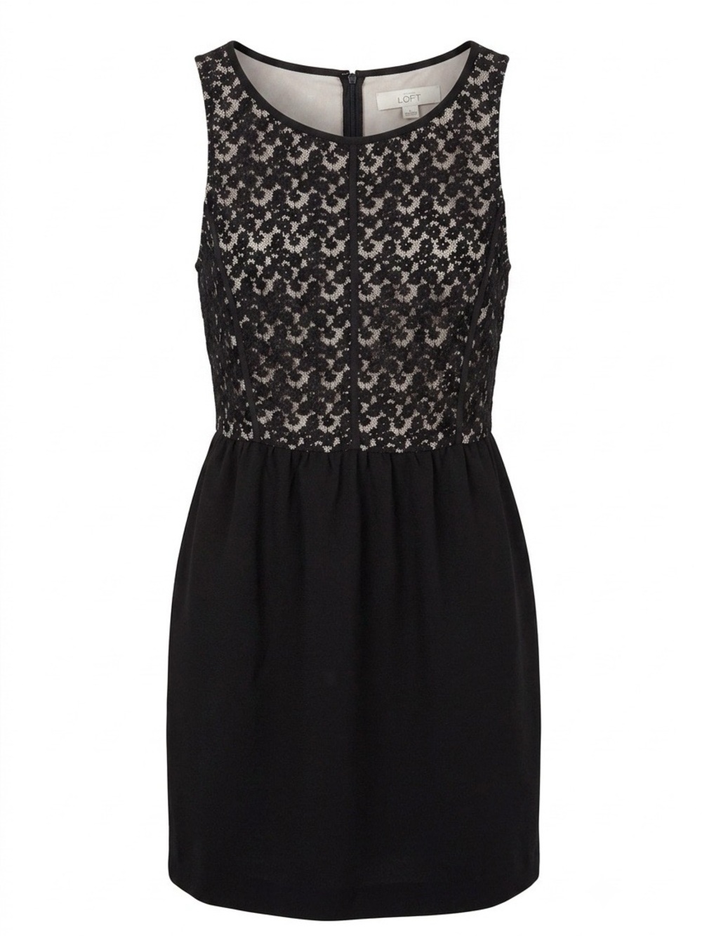 LOFT Black Sleeveless Lace Bodice Midi Dress - Picture 3 of 7